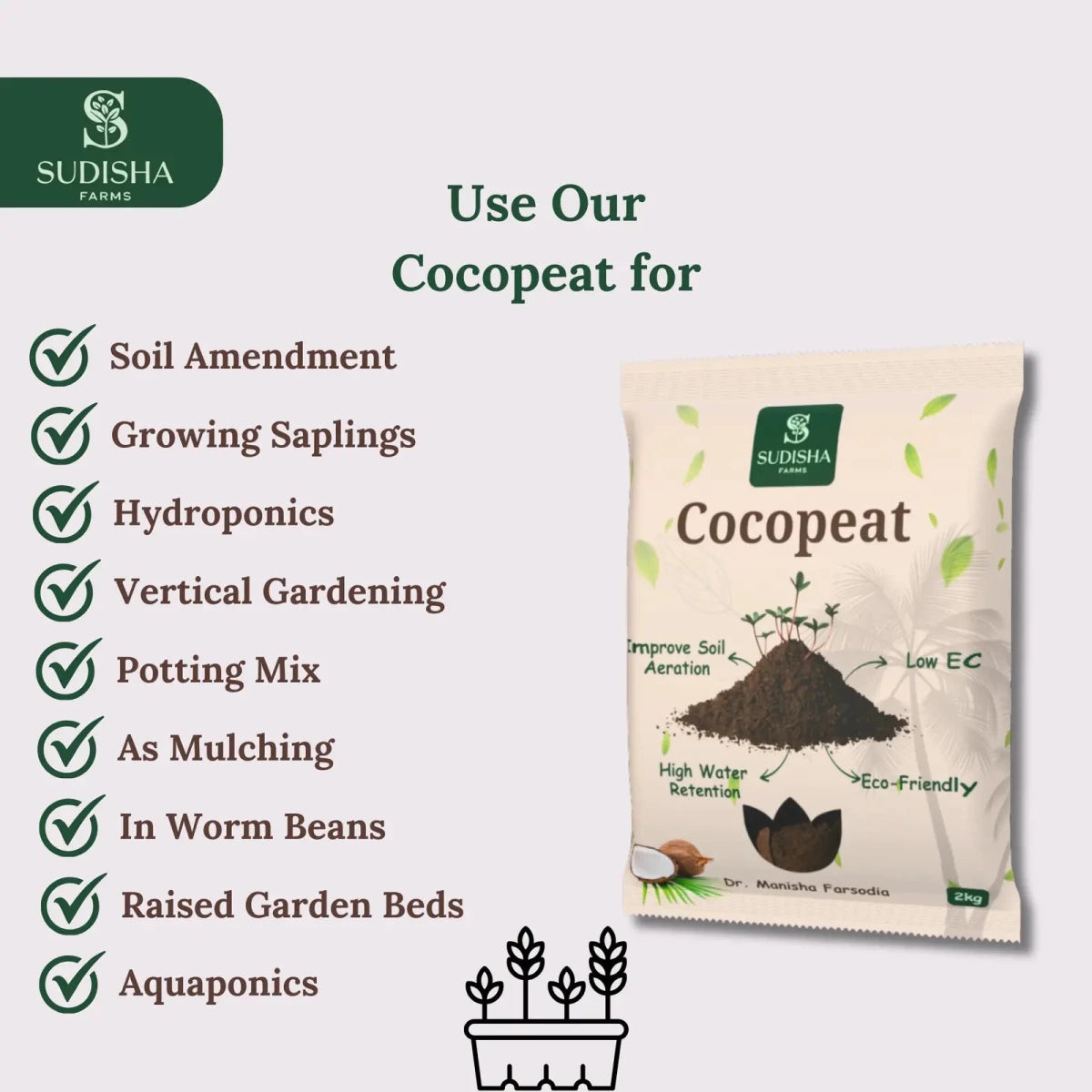 Combo Pack Turai, Karela, Lauki & Tinda Seeds (15 Each), 2kg Low EC Cocopeat With Natural Soil Enhancer (450ml) - SUDISHA FARMS