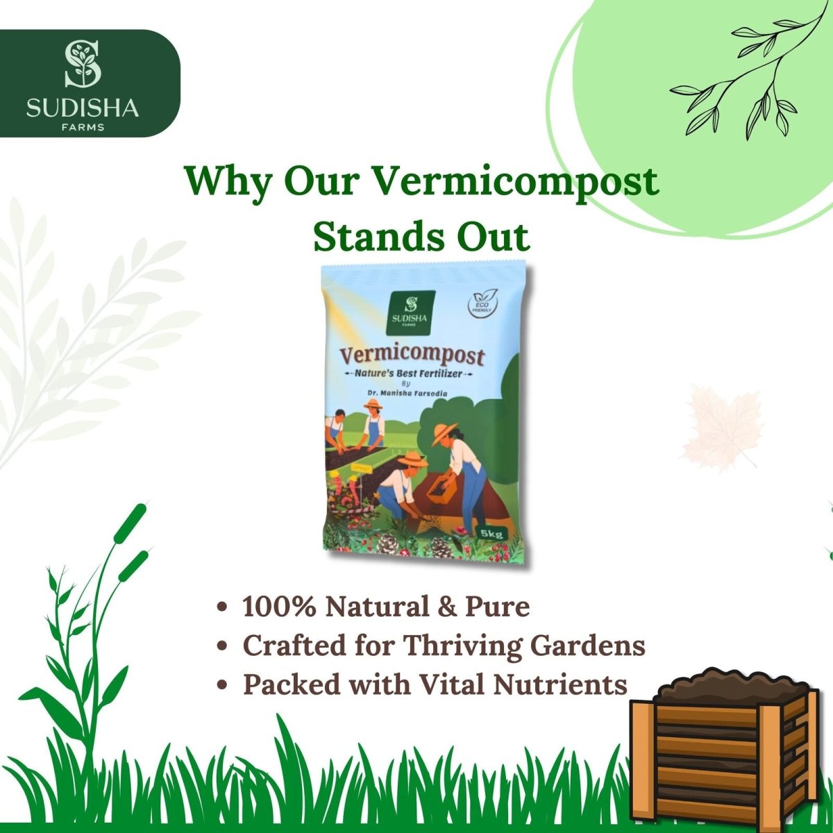 Combo Pack: Vermicompost + Low EC Cocopeat Powder | 100% Organic & Natural | Improves Soil & Water Retention - SUDISHA FARMS