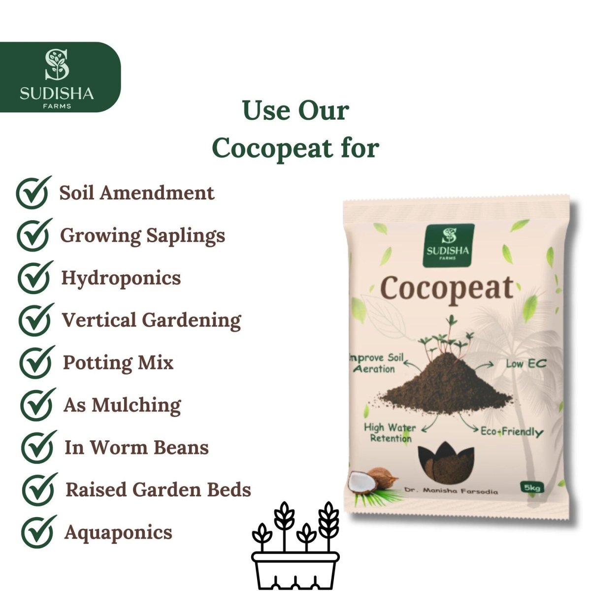 Combo Pack: Vermicompost + Low EC Cocopeat Powder | 100% Organic & Natural | Improves Soil & Water Retention - SUDISHA FARMS