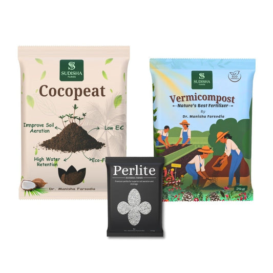 Premium Combo of Cocopeat (2kg), Vermicompost (2kg) & Perlite (250g) - SUDISHA FARMS