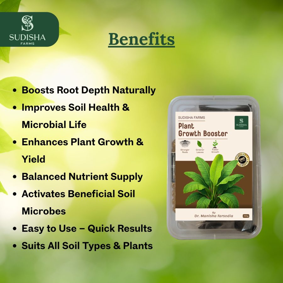 Sudisha Plant Growth Booster for All Plants | Strengthens Roots, Enhances Leaf Greenness, Accelerates Growth | Includes FREE Natural Soil Enhancer - SUDISHA FARMS