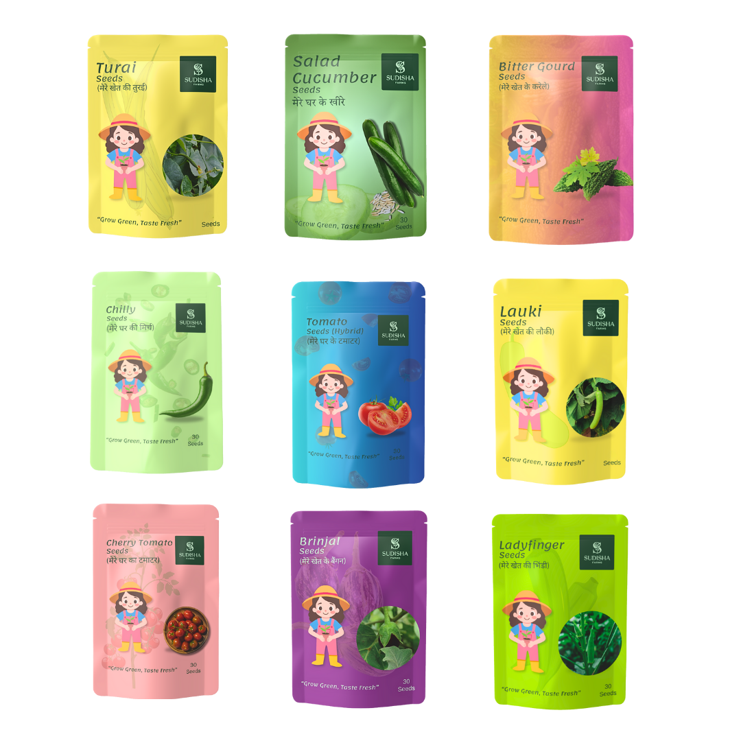 Summer Special Combo - Pack of 9 summer Vegetable Seeds (225 Seeds) - SUDISHA FARMS